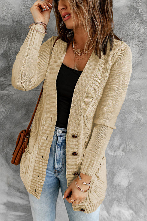Front Pocket And Buttons Closure Cardigan